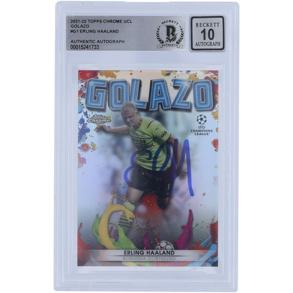 Erling Haaland Borussia Dortmund Autographed 2021 Topps Chrome Golazo #G-1 BAS Authenticated 10 Card - Fanatics Authentic Certified