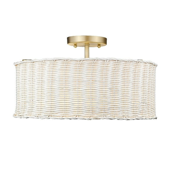 Golden Lighting Erma 3-light Semi-Flush Mount in Brushed Champagne Brass