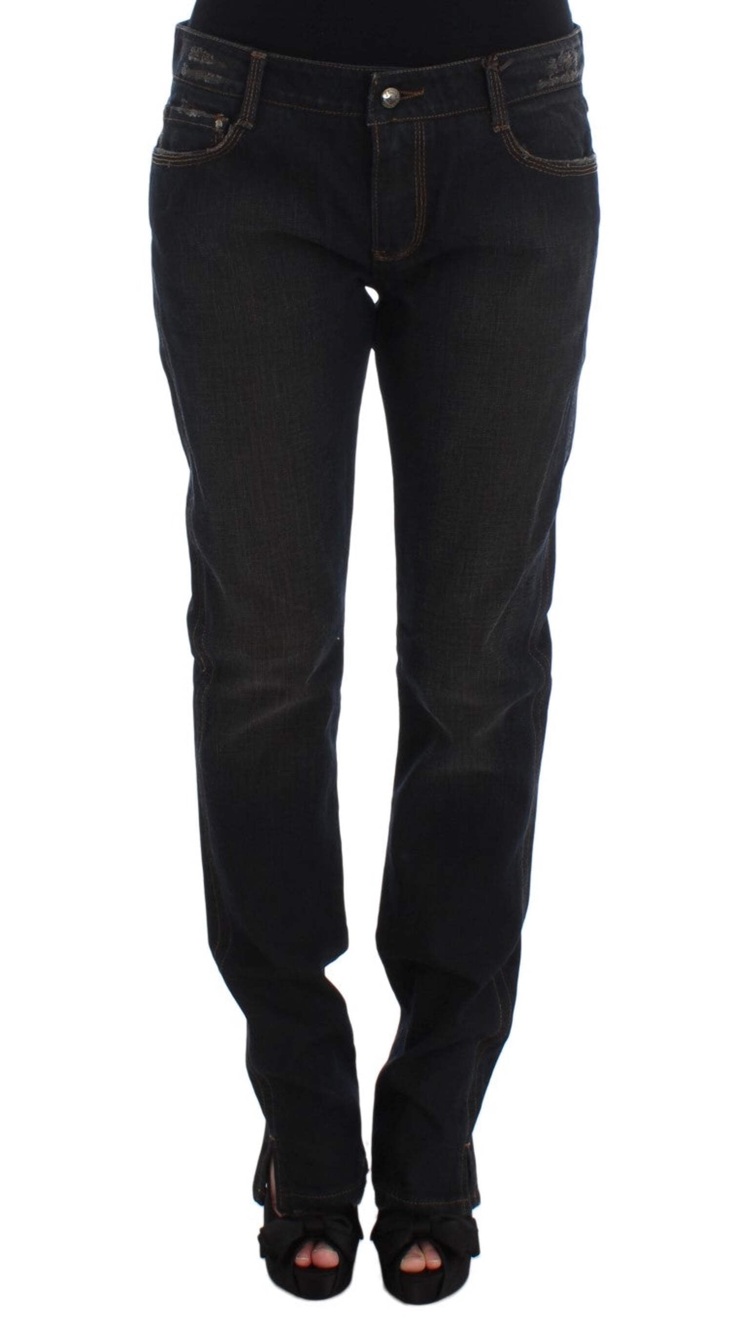 Ermanno Scervino Blue Washed Mid Waist Skinny Denim Jeans