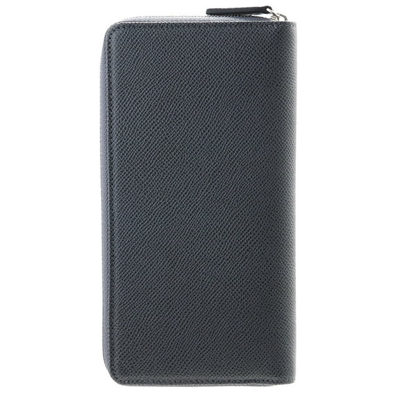 Ermenegildo Zegna Printed Calfskin Leather Zip Around Wallet (Blue)