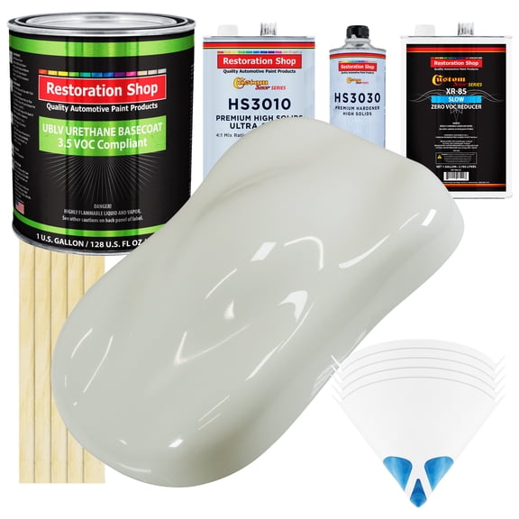 Ermine White Low VOC SLOW PREMIUM Paint 1 Gallon Kit URETHANE BASECOAT Clearcoat