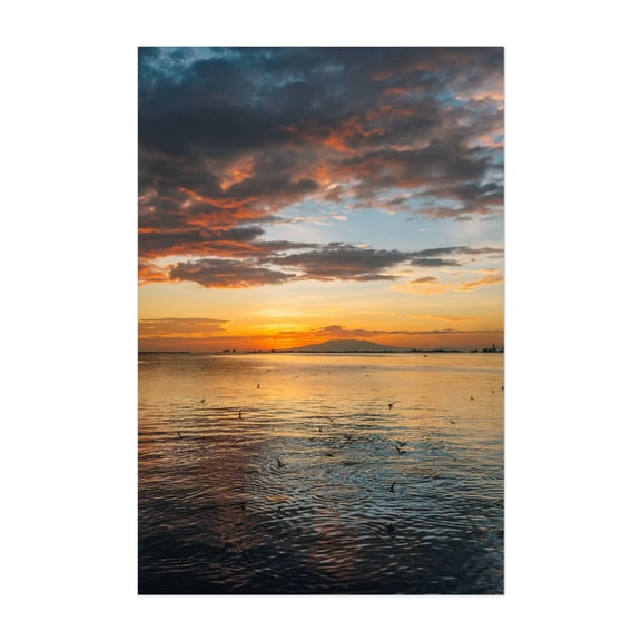 Ermita Sunset 01 - Manila Philippines Photography Sunset Ocean Coast Nature Bird Landscape Scenic Unframed Wall Art Print 32 x 48 inches