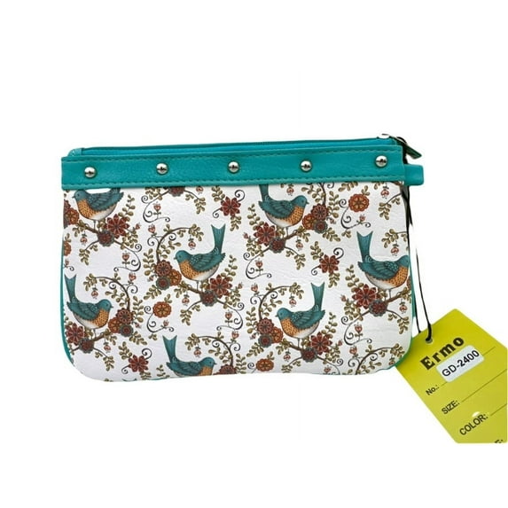 Ermo Collection Birds on tree branches pattern accessory zip wallet