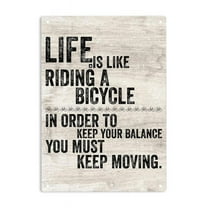 Ermuhey Life Is Like Riding A Bicycle In Order To Keep Your Balance You Must Keep Moving Sign Metal Tin Signs, Inspirational Quote Poster For Home Office Wall Decor Plaque Sign 12x8 Inch