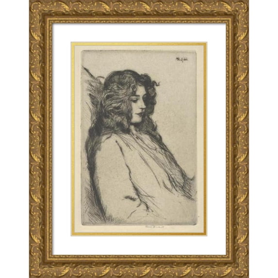 Ernest Haskell 14x18 Gold Ornate Wood Frame and Double Matted Museum Art Print Titled - Retrospection (circa 1913)