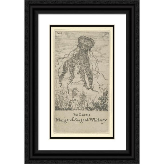 Ernest Haskell 15x24 Black Ornate Framed Double Matted Museum Art Print Titled: Ex Libris Margaret Sargent Whitney (Between 1900 and 1925)