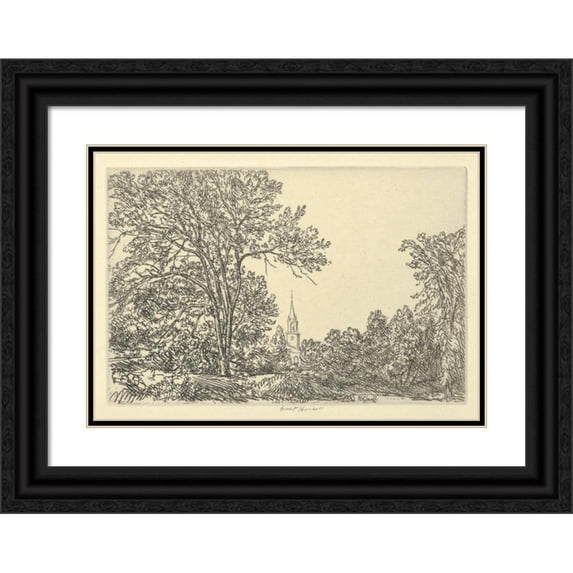 Ernest Haskell 18x14 Black Ornate Wood Framed Double Matted Museum Art Print Titled - Alna Pastoral (1924)