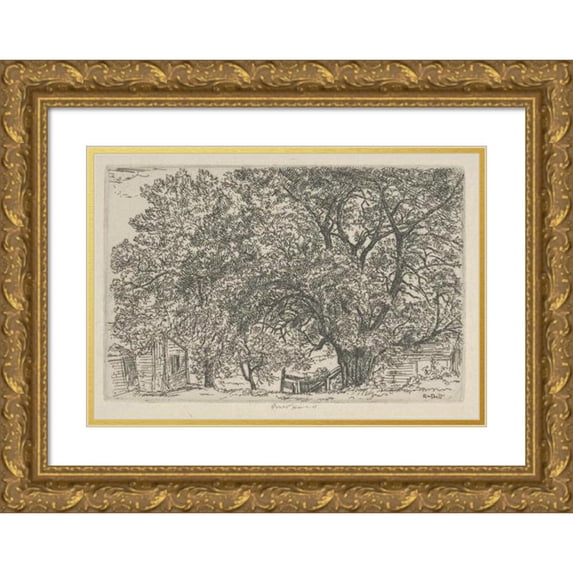 Ernest Haskell 18x14 Gold Ornate Wood Frame and Double Matted Museum Art Print Titled - Alna Bower (1924)
