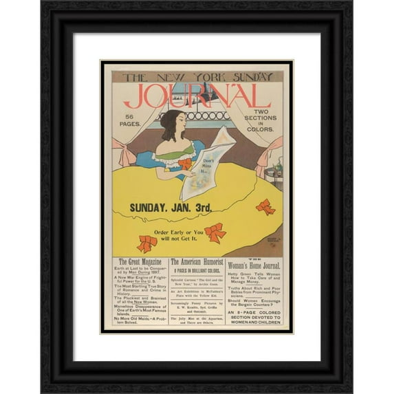 Ernest Haskell 18x24 Black Ornate Framed Double Matted Museum Art Print Titled: New York Sunday Journal (1896)
