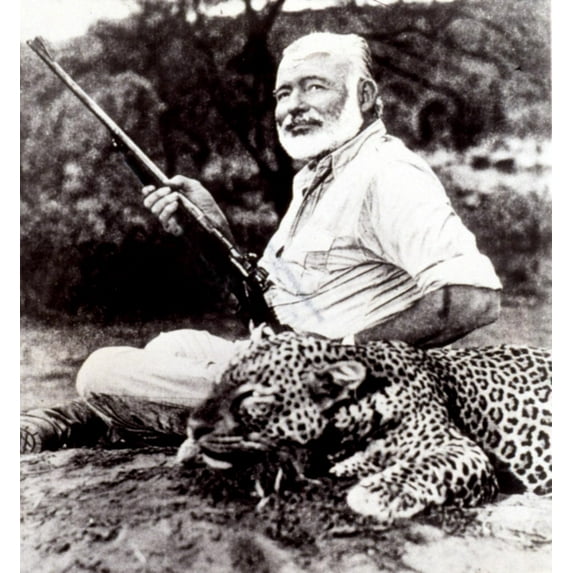 Ernest Hemingway With Leopard He Has Killed In Uganda History (18 x 24)