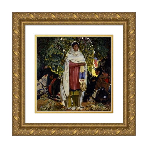Ernest L. Blumenschein 12x12 Gold Ornate Wood Frame and Double Matted Museum Art Print Titled - The Gift
