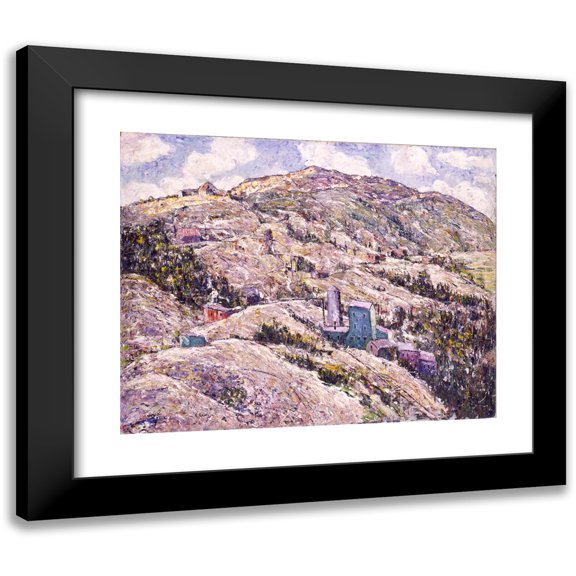 Ernest Lawson 14x12 Black Modern Framed Museum Art Print Titled - Gold Mining, Cripple Creek (1929)