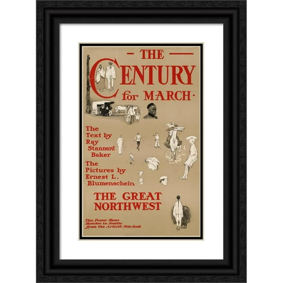 Ernest Leonard Blumenschein 13x18 Black Ornate Wood Framed Double Matted Museum Art Print Titled - The Century for March. the Great Northwest (ca. 1890-1920)