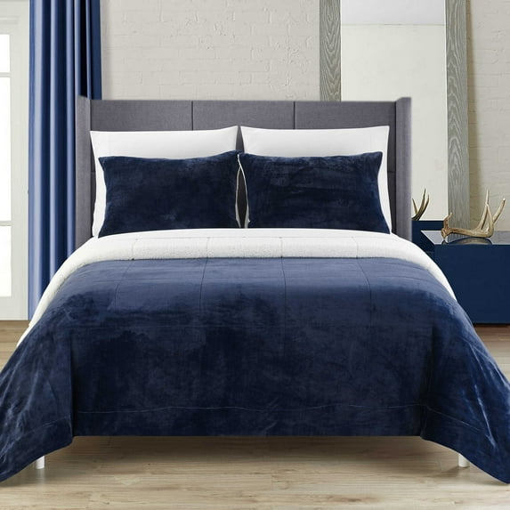 Ernest Sherpa Blanket Set by Chic Home