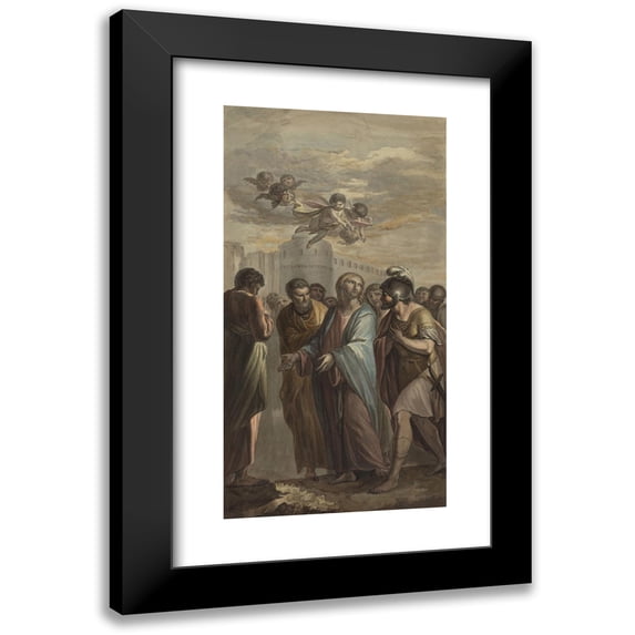 Ernest Zacharias Platner 9x14 Black Modern Framed Museum Art Print Titled - Christ with Apostles and a Roman Soldier