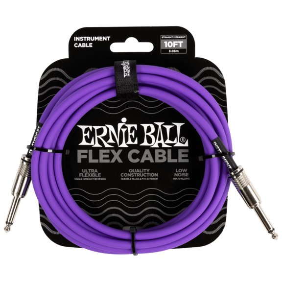 Ernie Ball 10ft Flex Instrument Cable Straight to Straight, Purple