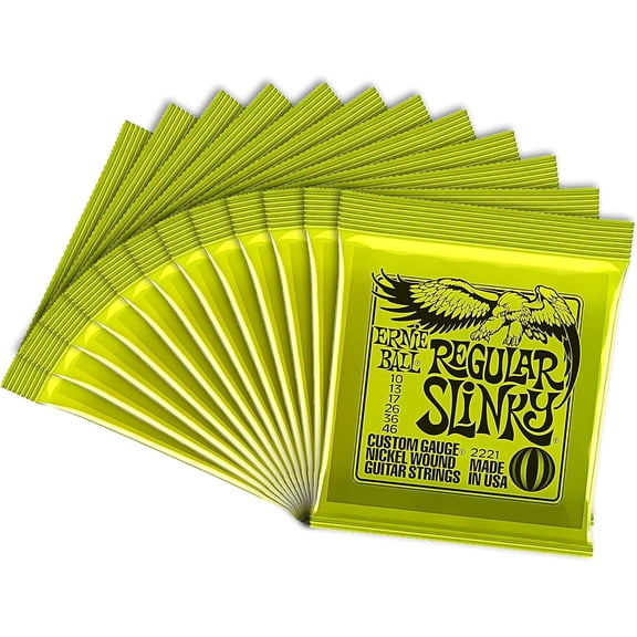 Ernie Ball 12 Sets 2221 Regular Slinky Strings with Picks