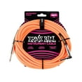 thumbnail image 1 of Ernie Ball 18' Braided Straight / Angle Instrument Cable - Neon Orange, 1 of 2