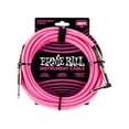 thumbnail image 1 of Ernie Ball 18' Braided Straight / Angle Instrument Cable - Neon Pink, 1 of 2