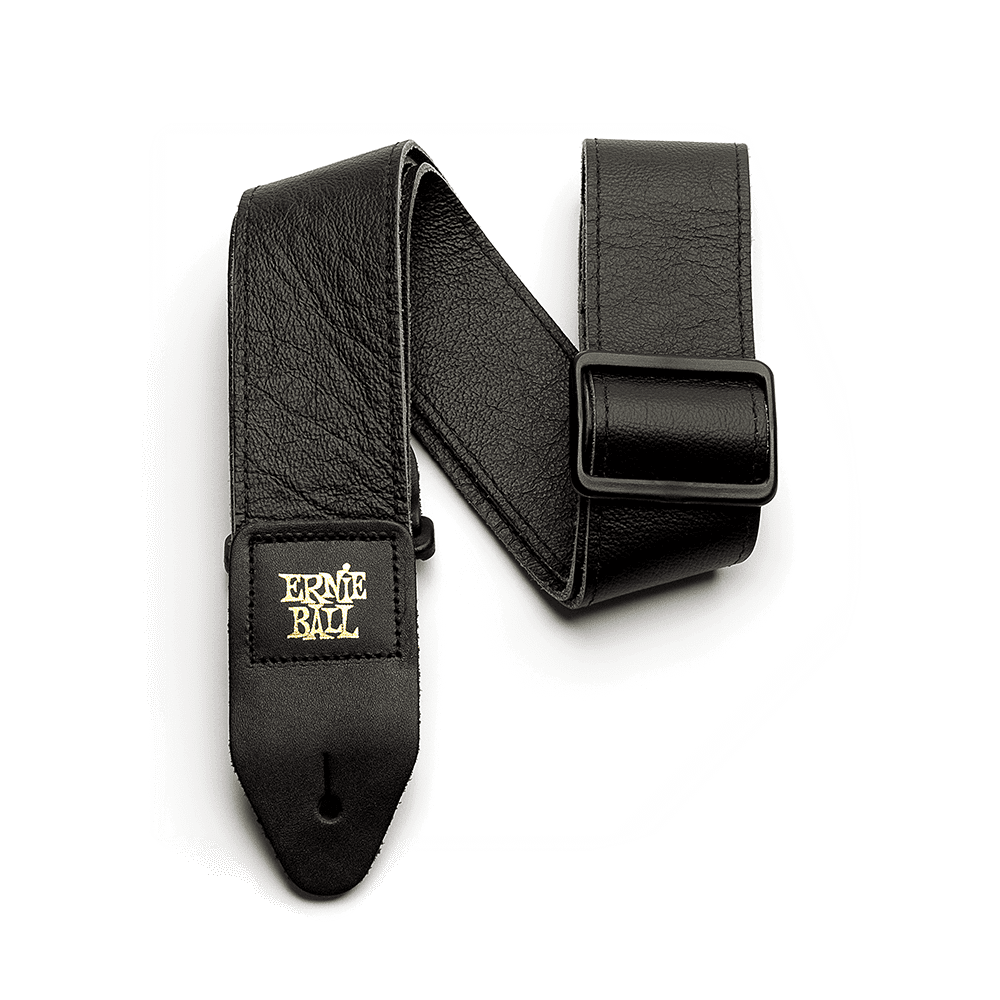 Ernie Ball P04134 Tri-Glide Leather Guitar Strap - Black