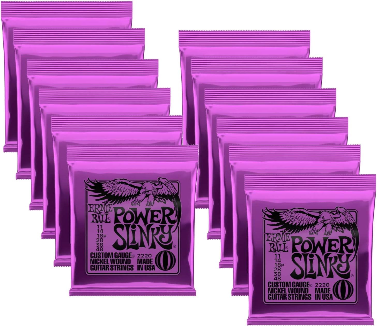 Ernie Ball 2220 Power Slinky Nickel Electric Guitar Strings (12-pack)