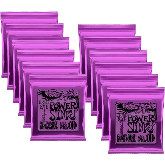Ernie Ball 2220 Power Slinky Nickel Electric Guitar Strings (12-pack)