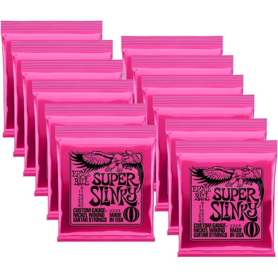 Ernie Ball 2223-12 Super Slinky Electric Guitar Strings, 12 Pack - Nickel
