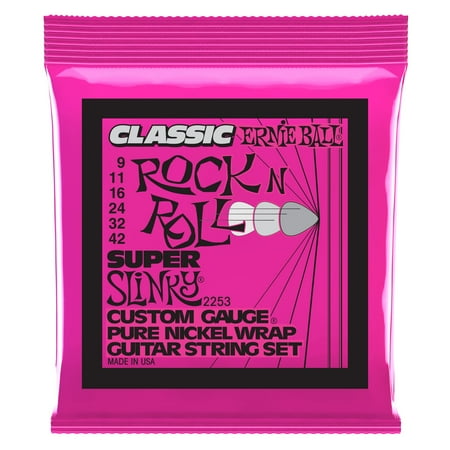 Ernie Ball 2253 Classic Rock N Roll Super Slinky Pure Nickel Electric Guitar Strings, 9-42 Gauge