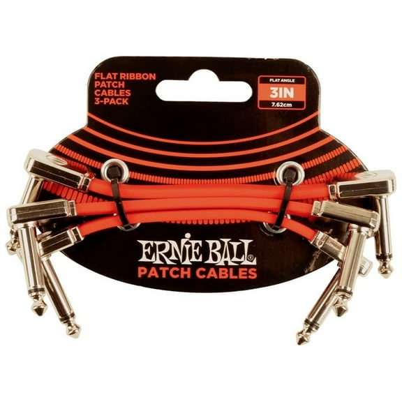 Ernie Ball Flat Ribbon 3 Inch Patch Cable 3 Pack