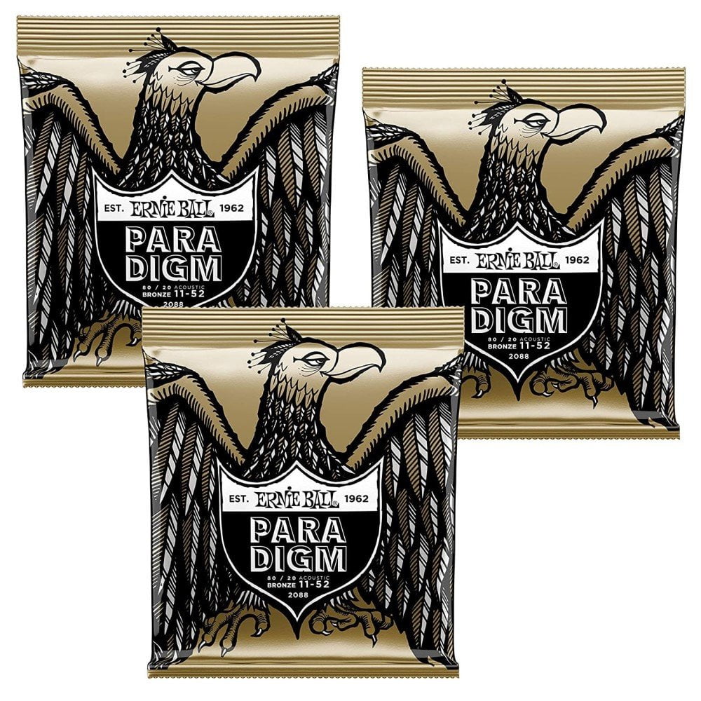 Ernie Ball Acoustic Guitar Strings 2088 Paradigm 80/20 Bronze Light 11-52 3pk