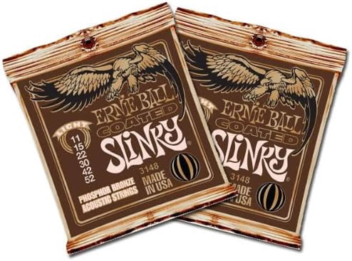 Ernie Ball Acoustic Guitar Strings - Coated Phosphor Bronze - LT 11-52 - 2 Pack