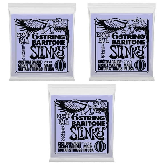 Ernie Ball Baritone Guitar Strings 6-String Electric 2839 13-72 3pk
