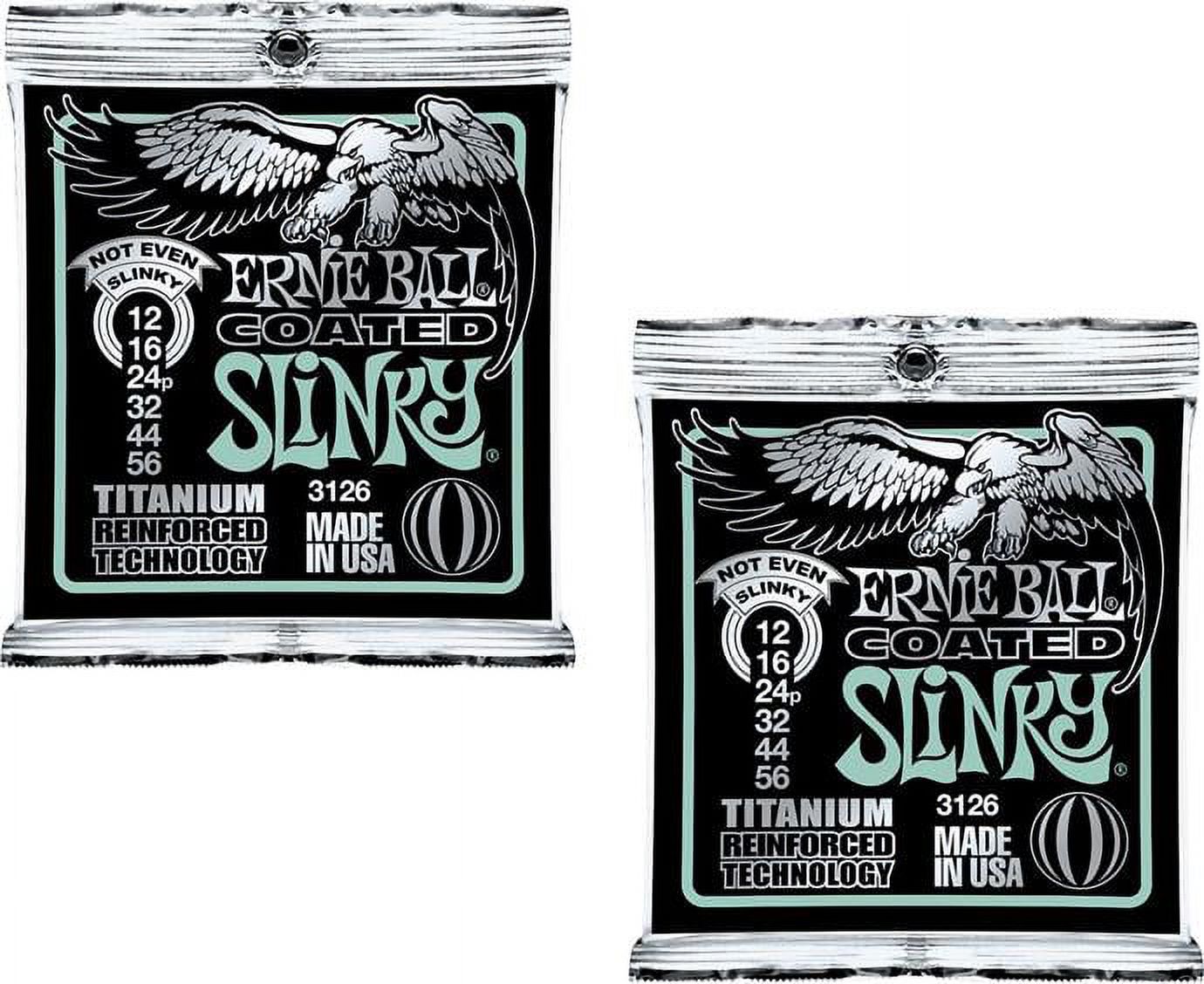 Ernie Ball Coated Not Even Slinky Electric Guitar Strings, Lot of 2 Sets, P03126 ^2