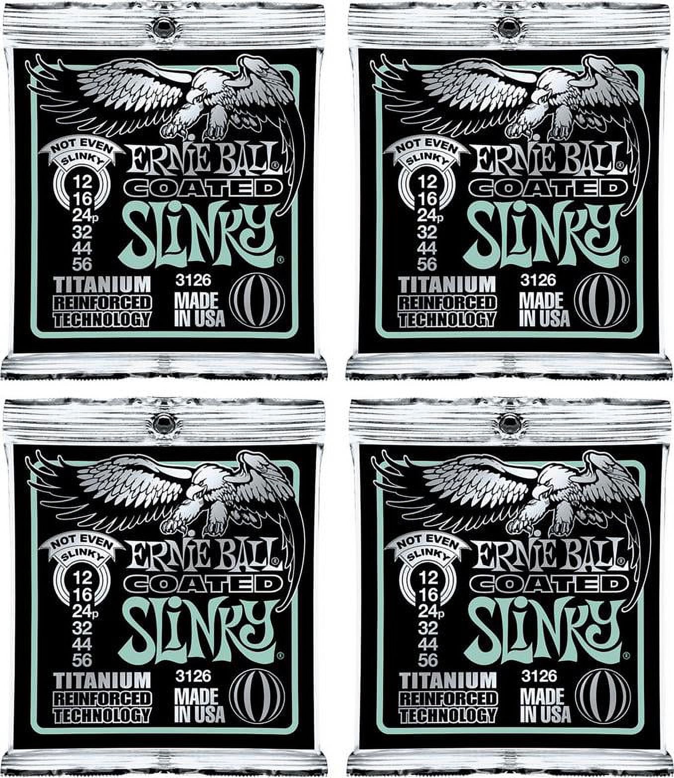 Ernie Ball Coated Not Even Slinky Electric Guitar Strings, Lot of 4 Sets, P03126 ^4