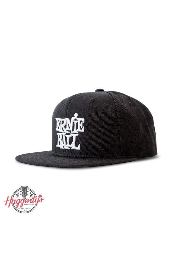 P04154 Black with White Stacked Logo Hat