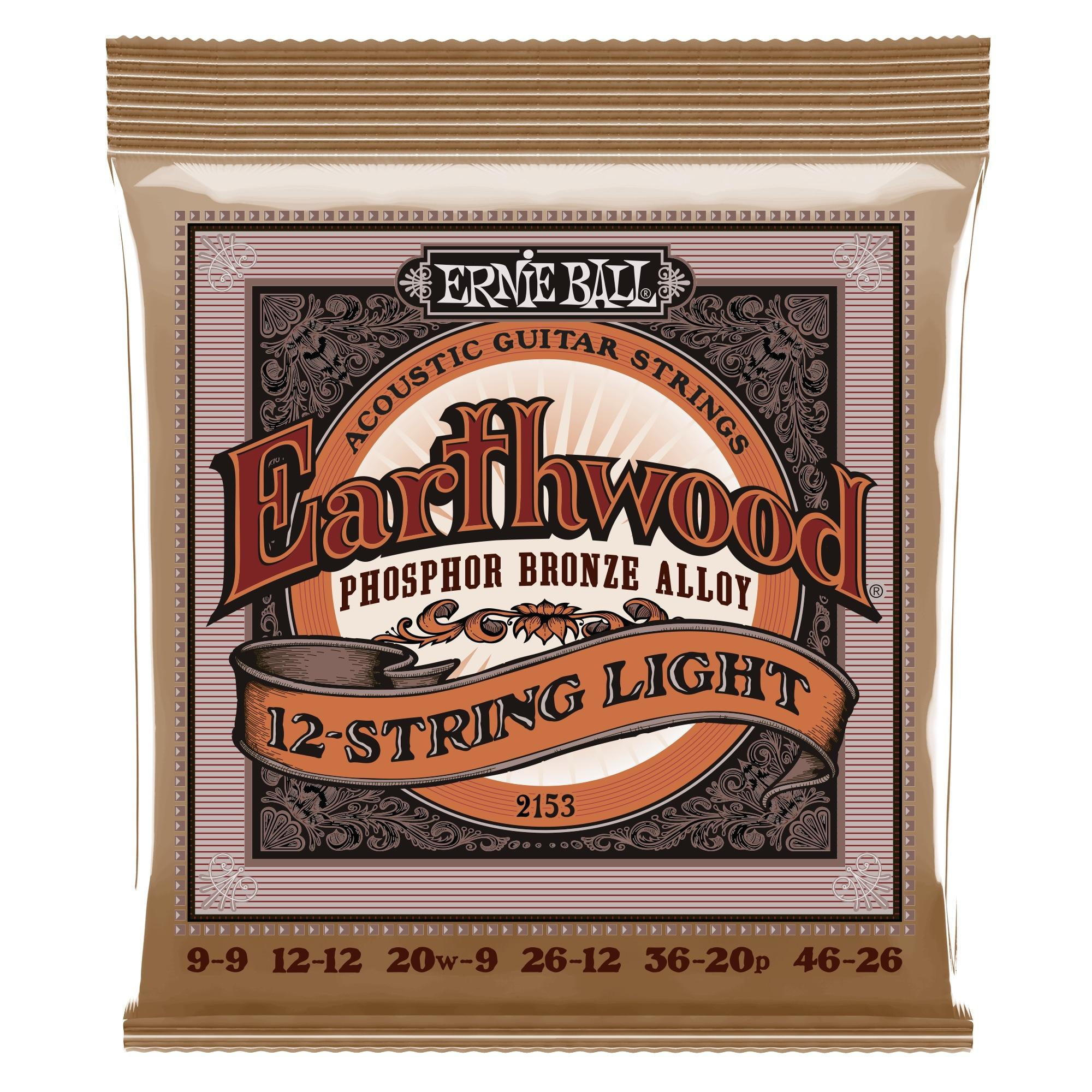 Ernie Ball Earthwood 12-String Light Phosphor Bronze Acoustic Guitar Strings - 9-46 Gauge