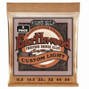 Ernie Ball Earthwood Custom Light Phosphor Bronze Acoustic Guitar Strings 3 Pack - 11.5-54 Gauge