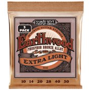 Ernie Ball Earthwood Extra Light Phosphor Bronze Acoustic Guitar Strings 3 Pack - 10-50 Gauge