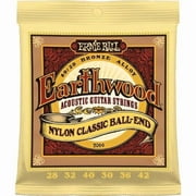 Ernie Ball Earthwood Folk Nylon, Clear & Gold Ball End, 80/20 Bronze Acoustic Guitar Strings - 28-42 Gauge