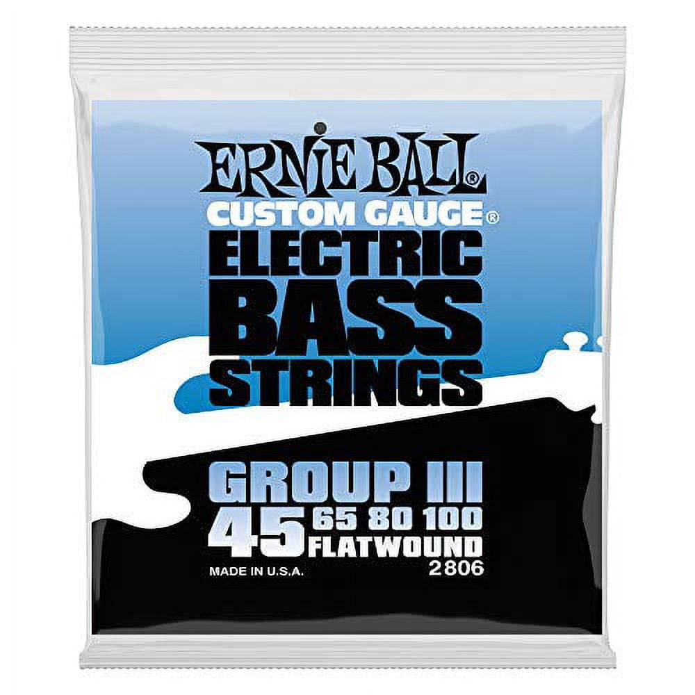 Ernie Ball Electric Bass String Set, Flatwound Group III, 45-100 Gauge