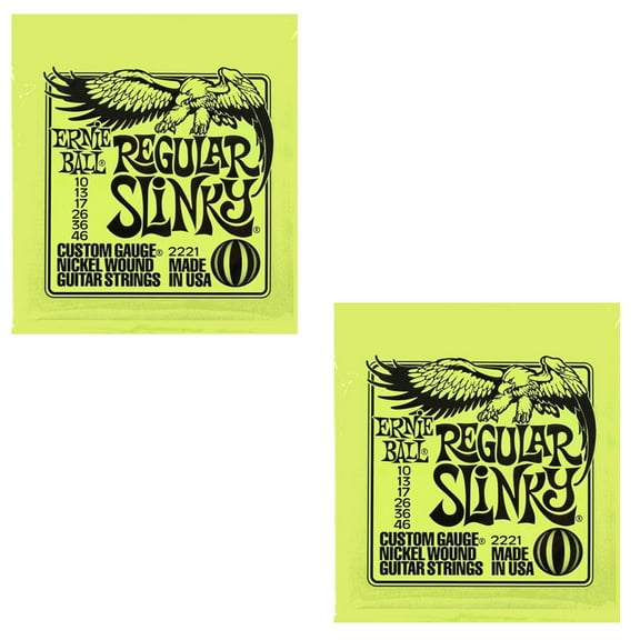 Ernie Ball Electric Guitar Strings 2221 Regular Slinky Nickel 10 To 46 2 Pack