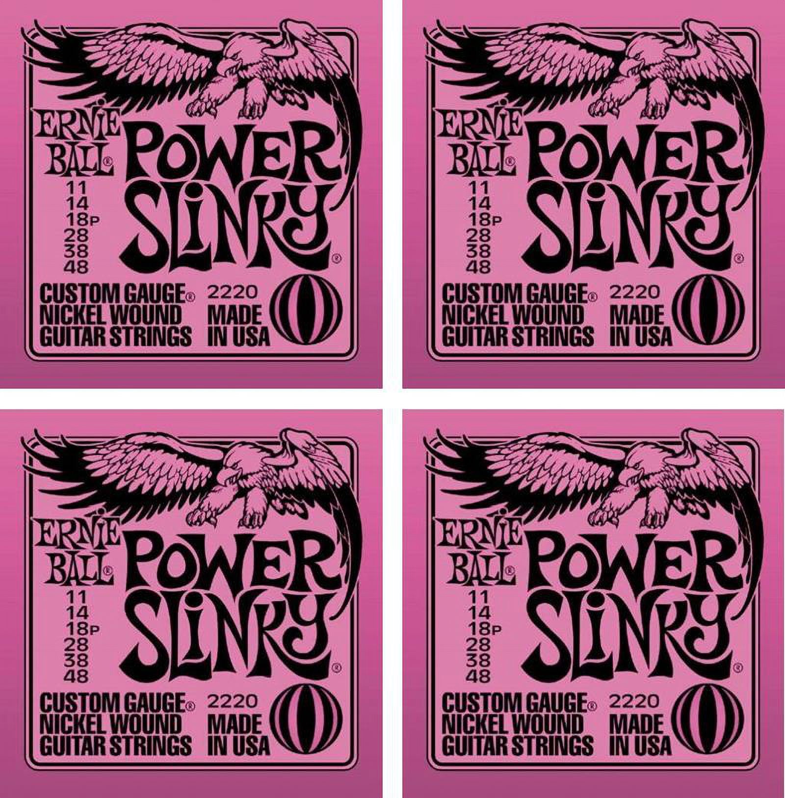 Ernie Ball Electric Guitar Strings Power Slinky 11-48 Nickel Wound 4 Pack