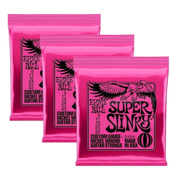 Ernie Ball Electric Guitar Strings Super Slinky Nickel 2223 Set 3 Pack