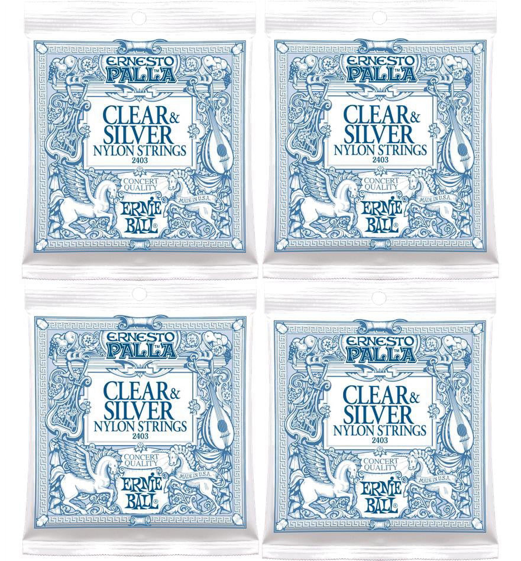 Ernie Ball Ernesto Palla Clear & Silver Classical Nylon Strings, Lot/4, P02403^4
