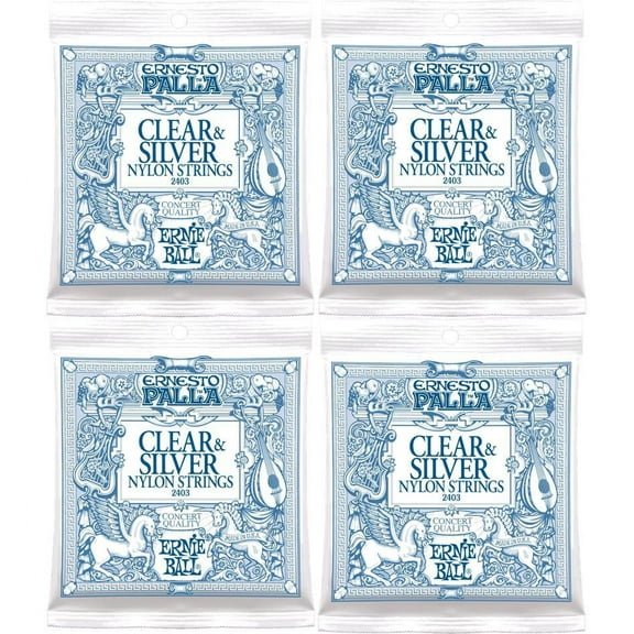 Ernie Ball Ernesto Palla Clear & Silver Classical Nylon Strings, Lot/4, P02403^4