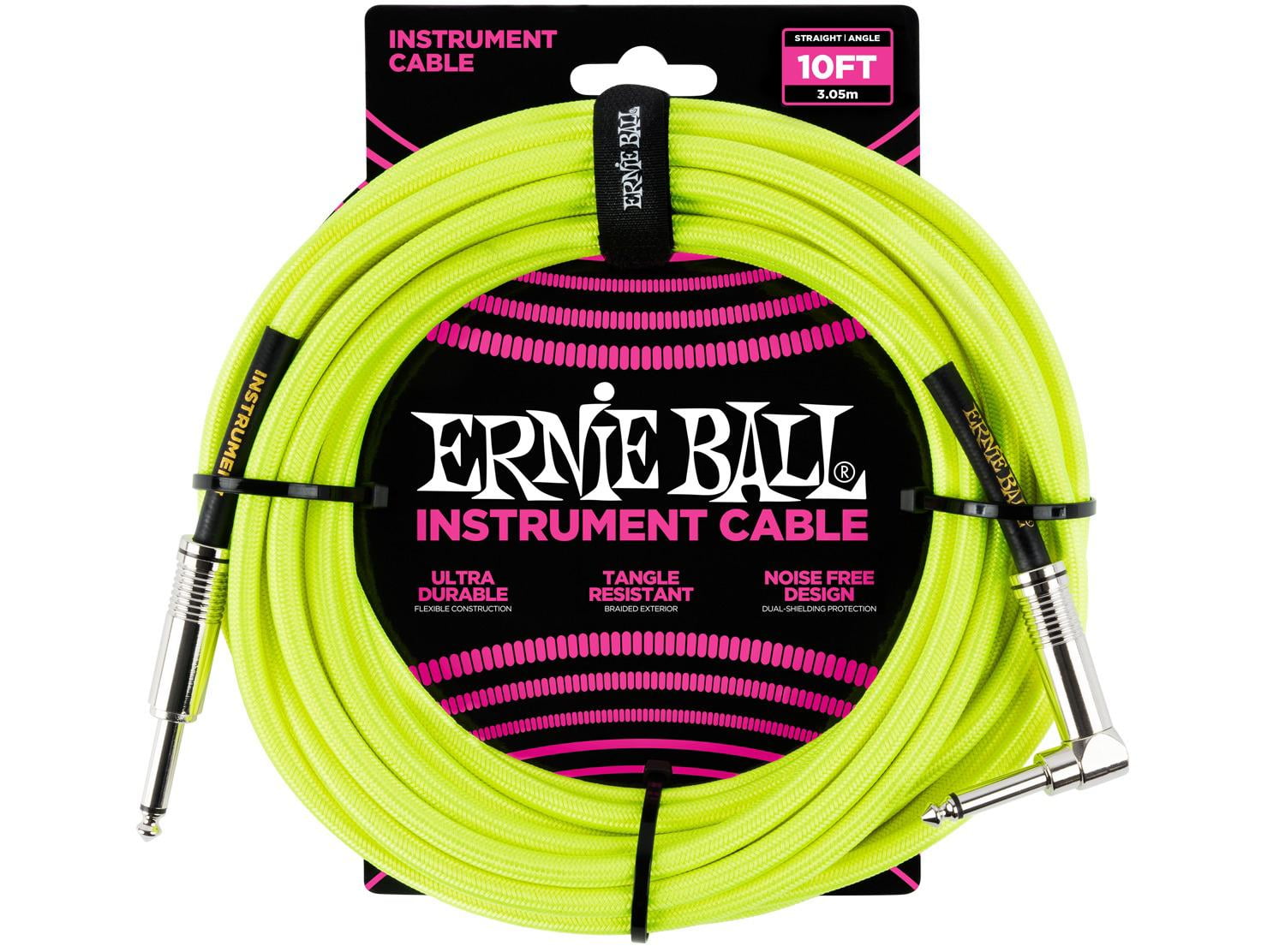 Ernie Ball Ernie Ball Braided Straight/Angle Instrument Cable Neon Yellow 10ft