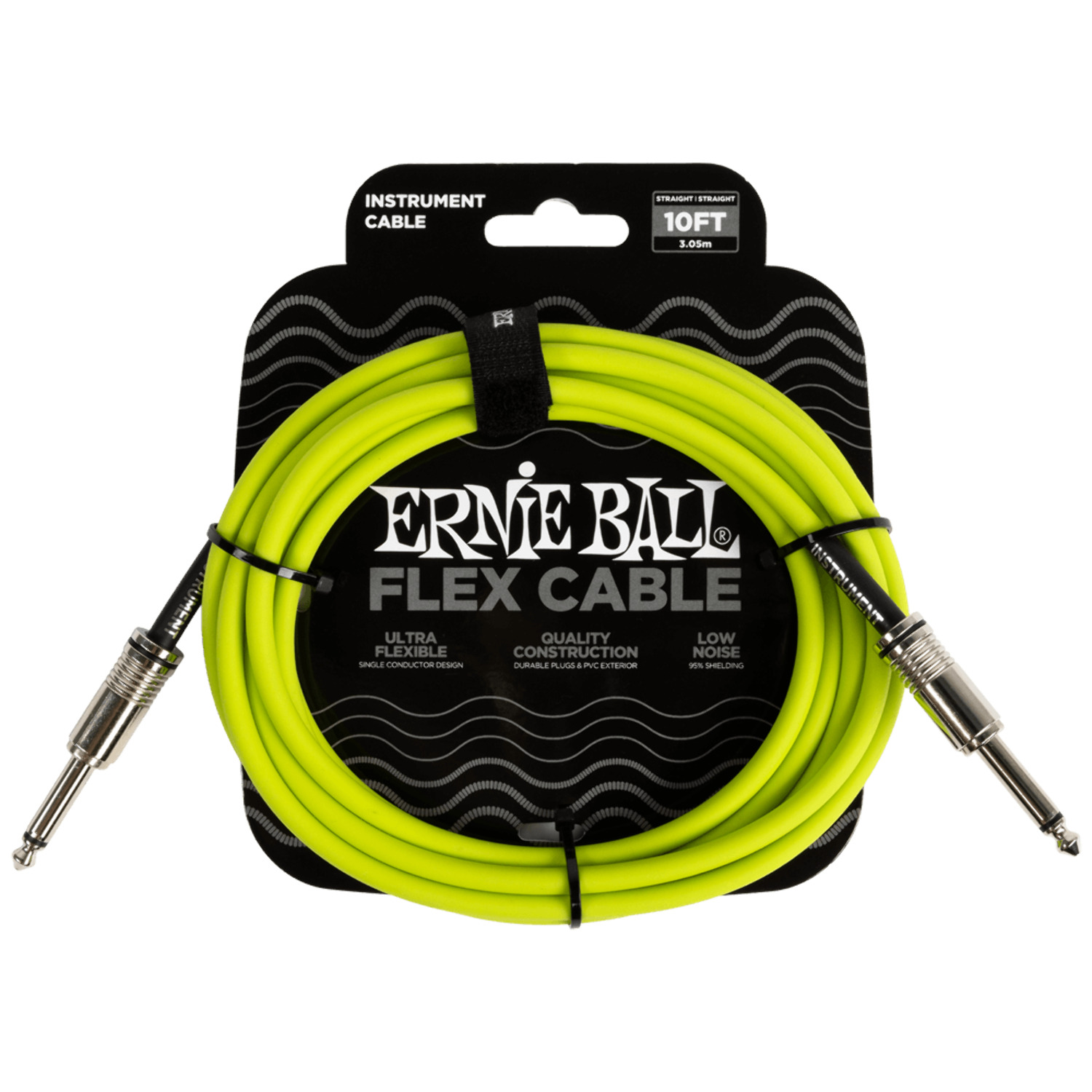 Ernie Ball Flex Instrument Cable Straight/Straight 10ft - Green