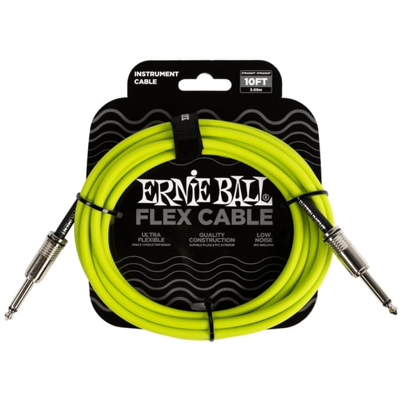 Ernie Ball Flex Instrument Cable Straight/Straight 10ft - Green