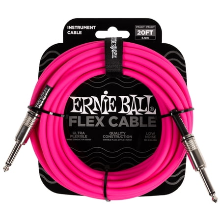 Ernie Ball Flex Instrument Cable Straight/Straight 20ft - Pink
