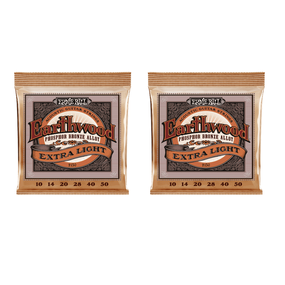 Ernie Ball Guitar Strings 2-Pack Acoustic Earthwood Phosphor Bronze Extra Light 10-50